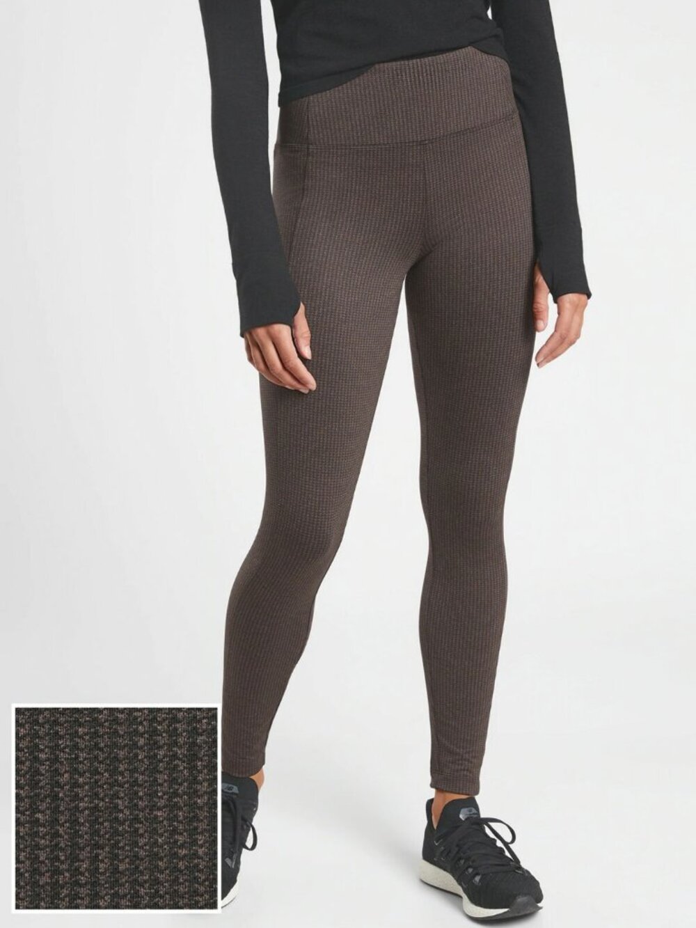 Athleta Delancey Houndstooth Tight Leggings in Black Coffeehouse Medium